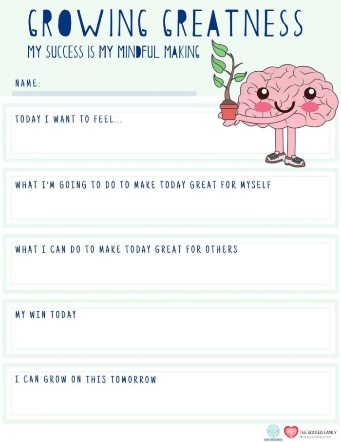 Mindfulness worksheet for sixth graders focusing on emotional awareness and techniques