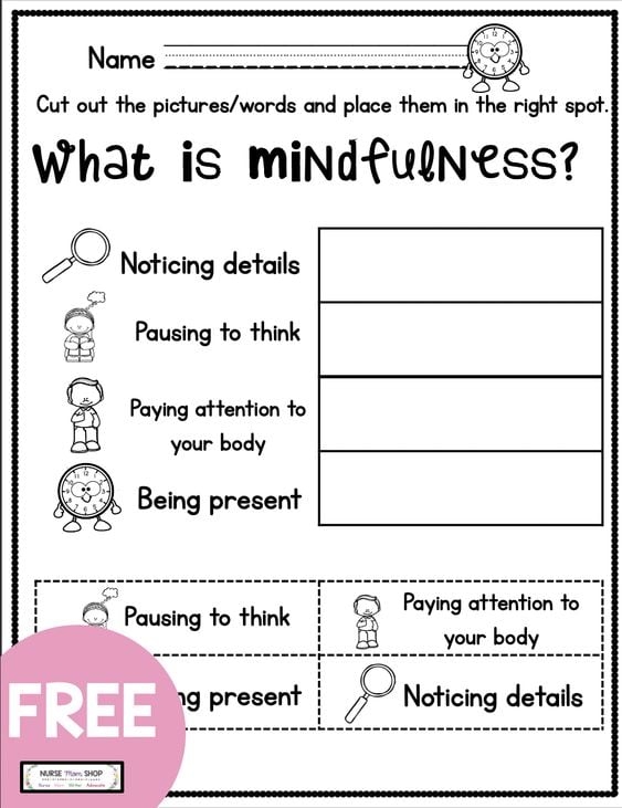 Mindfulness worksheet designed for sixth graders to enhance social emotional learning