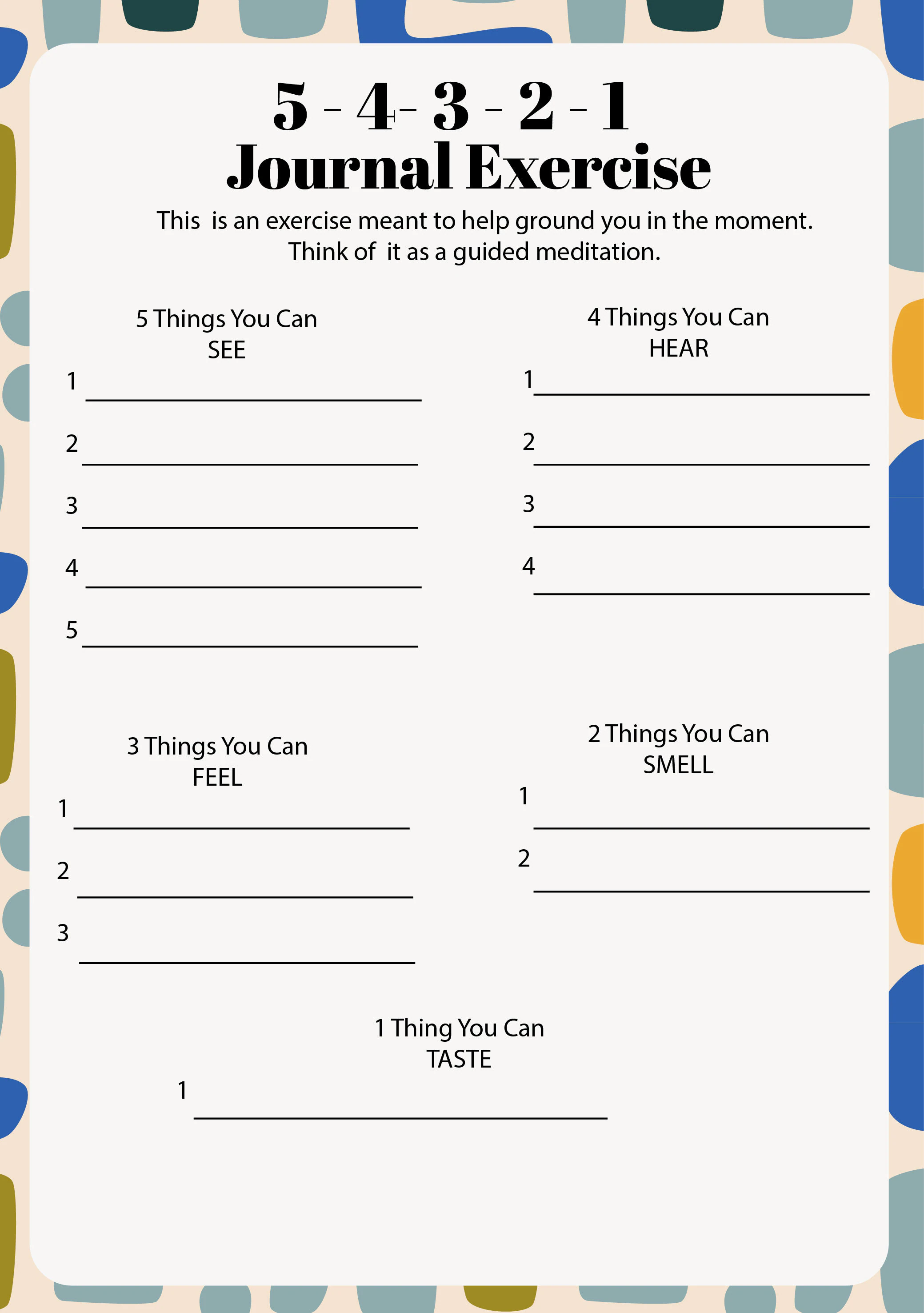 Mindfulness worksheet designed for sixth-grade students to enhance social-emotional learning