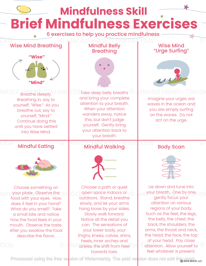 Mindfulness worksheet designed for sixth graders to enhance social-emotional learning