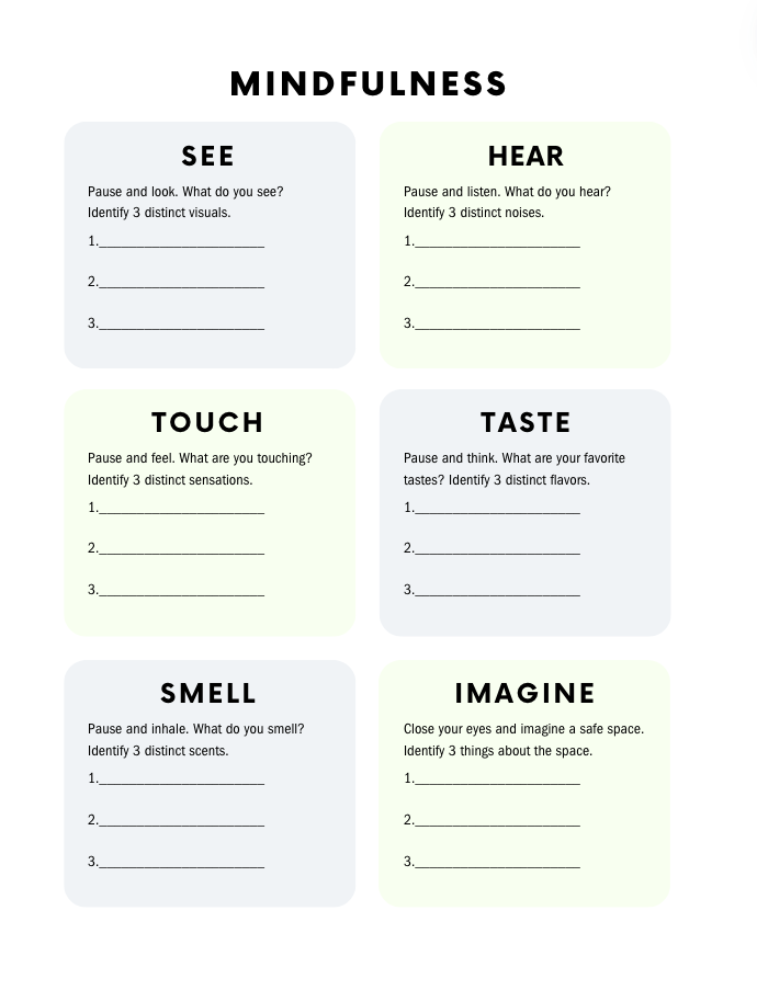 Mindfulness worksheet designed for sixth graders to enhance social-emotional learning