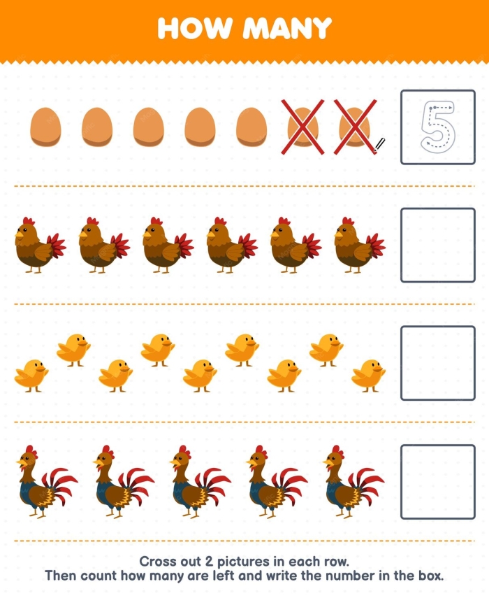 Engaging Count Your Chickens activity sheet for first graders to complete numbers through 50 First Grade Count Your Chickens worksheet with missing numbers on eggs up to 50