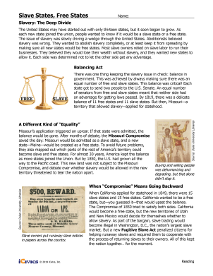 Illustration of a Missouri Compromise worksheet for fourth graders learning about history
