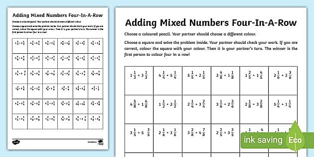 Worksheet 12 for adding mixed fractions with unlike denominators in fifth grade math practice Fifth grade student practicing addition of mixed fractions with different denominators on worksheet 12