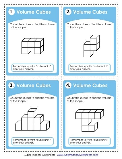 Worksheet image demonstrating the Model Volume for Yourself! activity using sugar cubes to explore geometry concepts. Fifth-grade students building and measuring the volume of cubes and rectangular prisms.