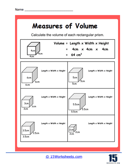 Worksheet image illustrating the Model Volume for Yourself! activity with sugar cubes and blocks for volume calculation