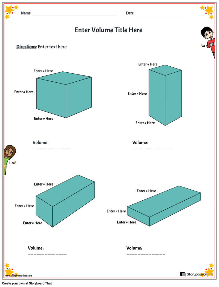 Worksheet for measuring volume using cubes in a geometry lesson