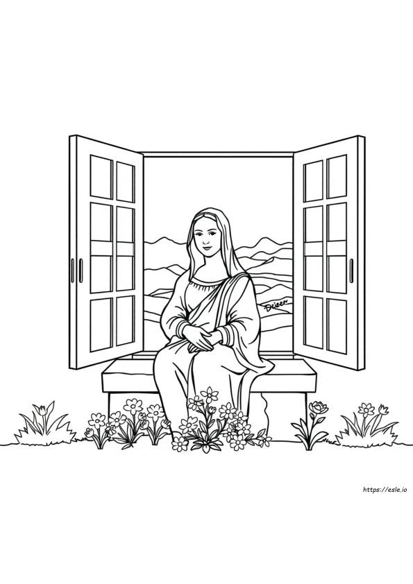 First grade Mona Lisa coloring worksheet combining art and grammar skills