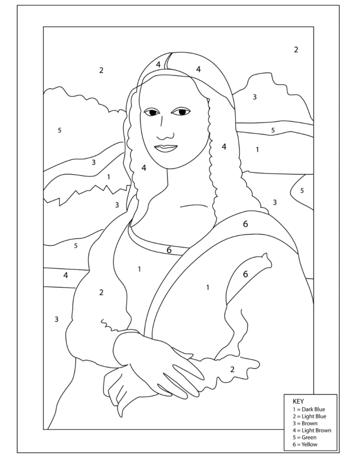 First Grade Mona Lisa Coloring Page worksheet with a simple outline for young learners