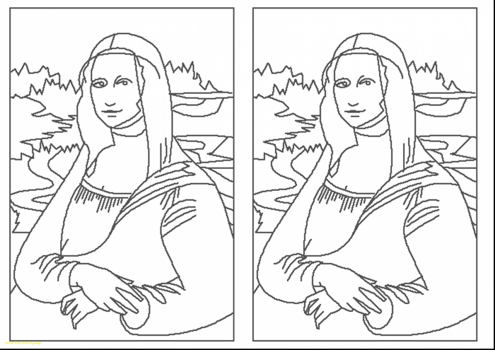 First Grade Mona Lisa Coloring Page worksheet showing a famous portrait for fun grammar practice
