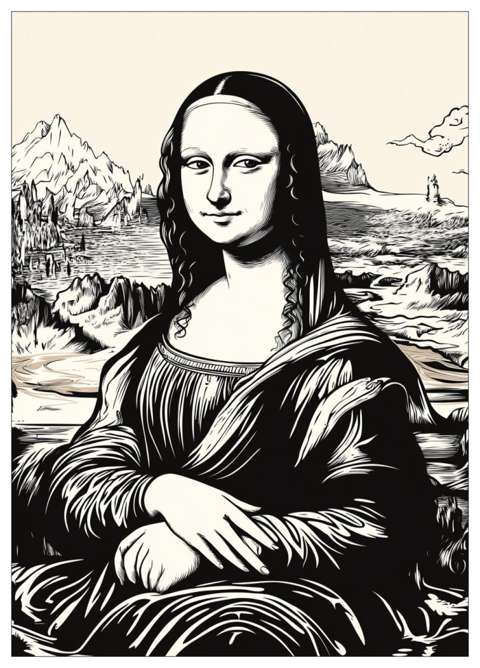 First Grade Mona Lisa Coloring Page worksheet for grammar and mechanics practice