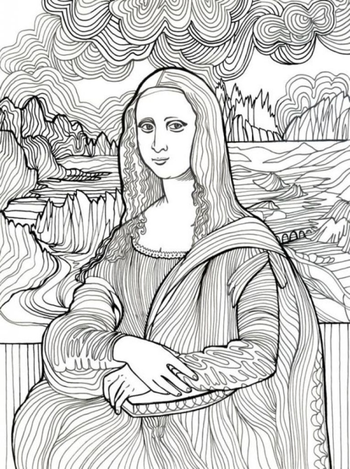 Mona Lisa Coloring Page worksheet for first grade focusing on grammar and mechanics