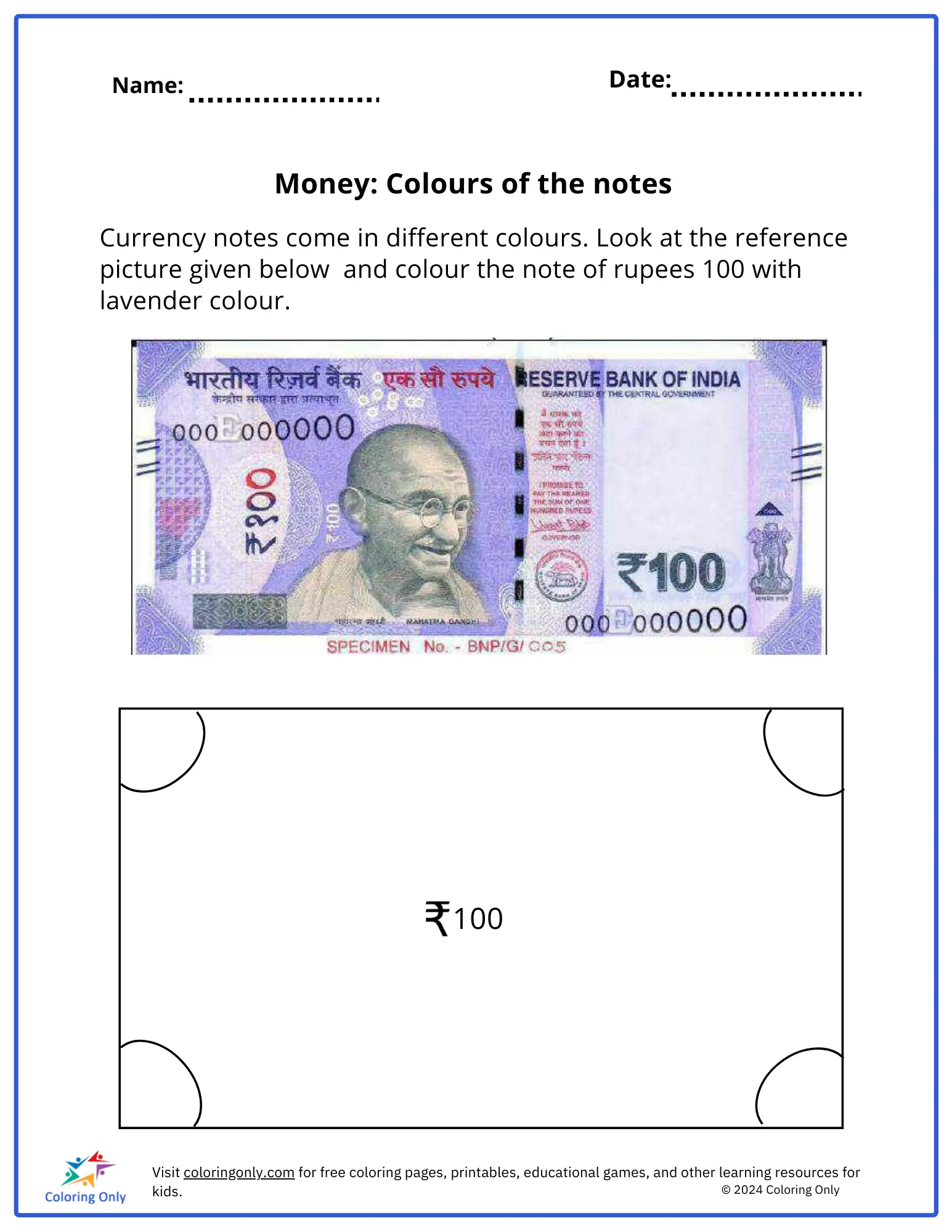 Second grade students calculate the total amount of money in various piggy banks on the Money Match worksheet