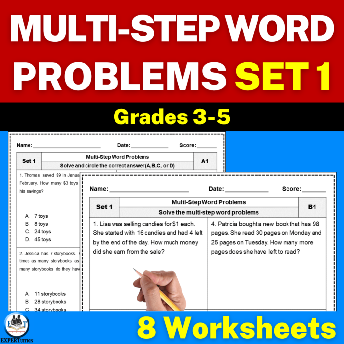 Third grade sea creatures word problems worksheet for practicing addition and subtraction skills Underwater-themed math worksheet with sea creatures for multi-step addition and subtraction
