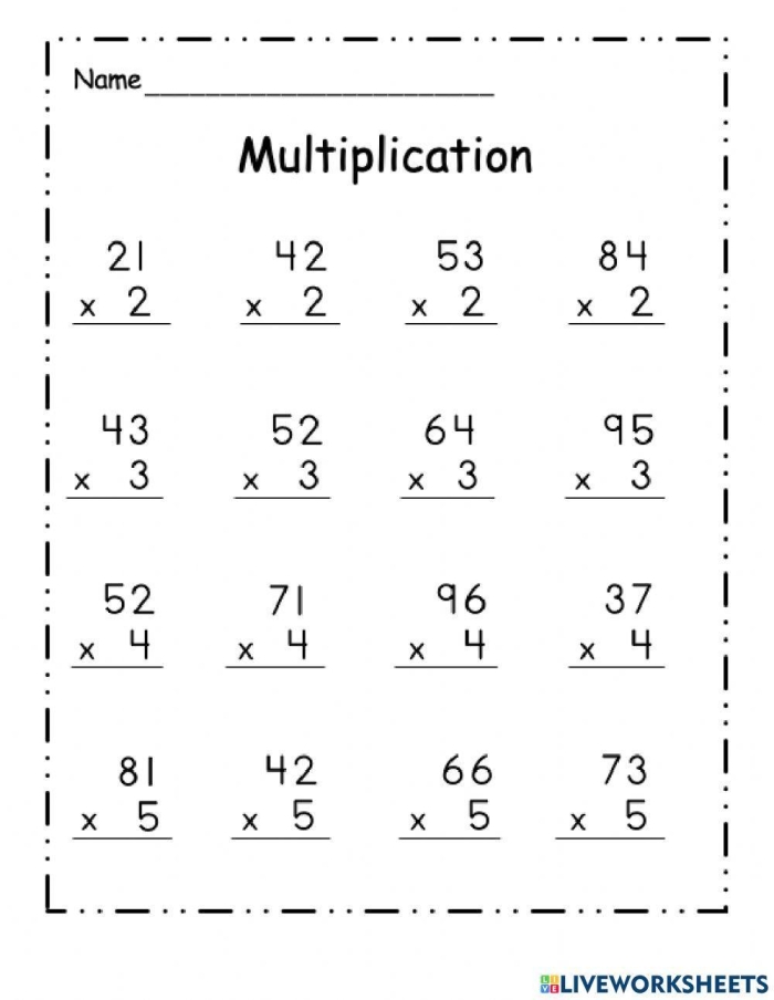 Engaging multiplication practice worksheet for third graders with fun design elements Third Grade phonics themed simple multiplication worksheet with playful illustrations