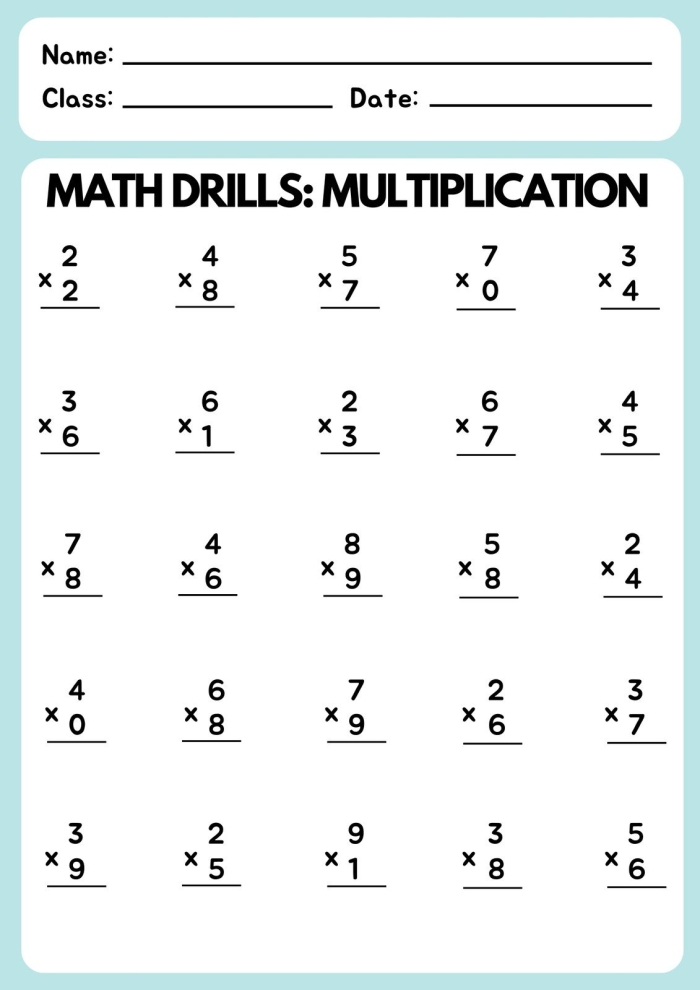 Third grade student working on an Intro to Multiplication worksheet with three different methods