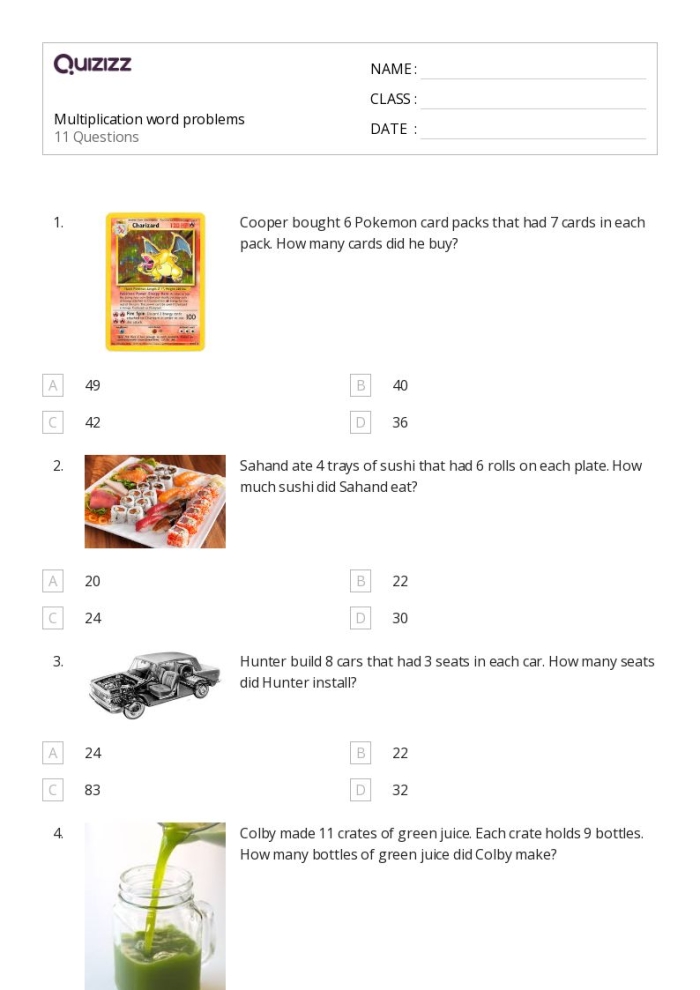 Fractions worksheet for Fifth Grade Worksheet featuring multiplication word problems focused on money for fifth graders. Multiplication Word Problems: Money, Money, Money! worksheet image 3.