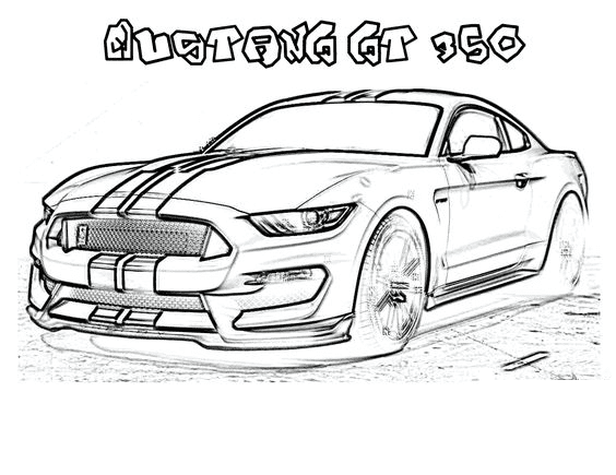 Mustang car coloring worksheet for Pre-K kids to enjoy creative play