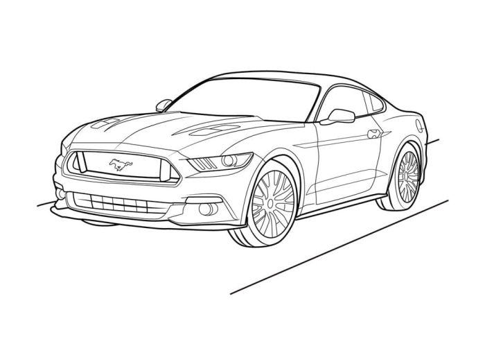 Mustang coloring page worksheet for preschool car enthusiasts