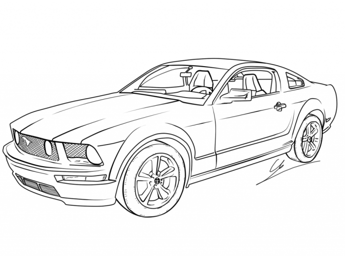 Mustang car coloring page designed for early learners in Pre-K
