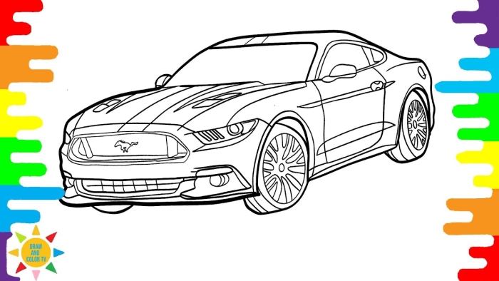 Mustang coloring page worksheet for preschool car enthusiasts