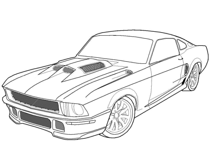 Mustang car coloring page for young children to enjoy