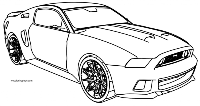 Mustang car coloring worksheet designed for Pre-K writing activities