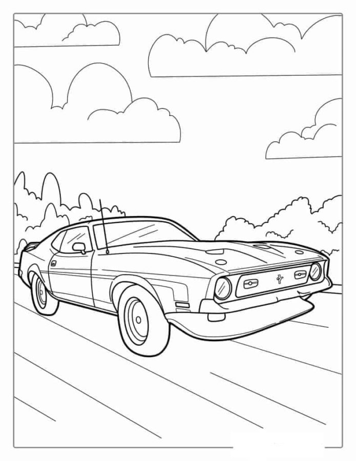 Mustang coloring page worksheet designed for Pre-K car enthusiasts