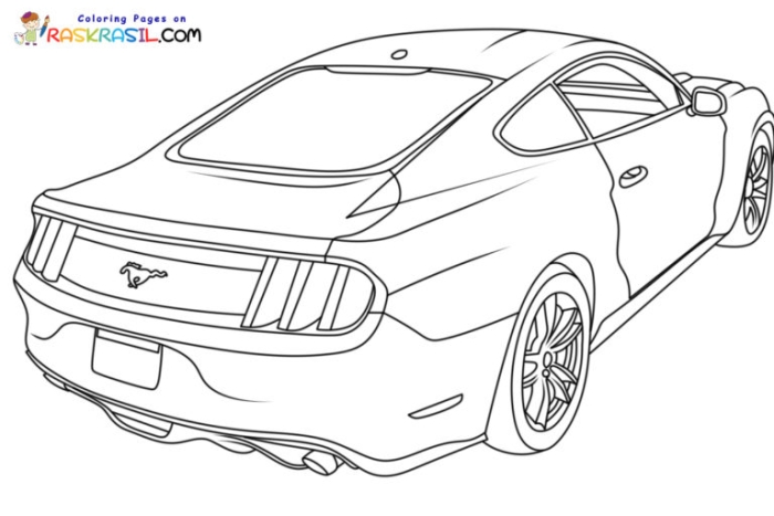 Mustang car coloring worksheet for preschool kids to enjoy creative play