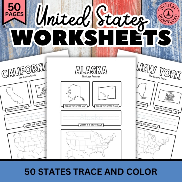 Name the States 1 worksheet for Third Grade