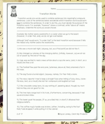 Worksheet featuring transition words in the ugly duckling story for second graders