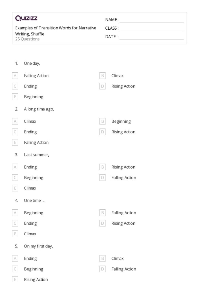 Worksheet featuring transition words in the classic ugly duckling story for second graders