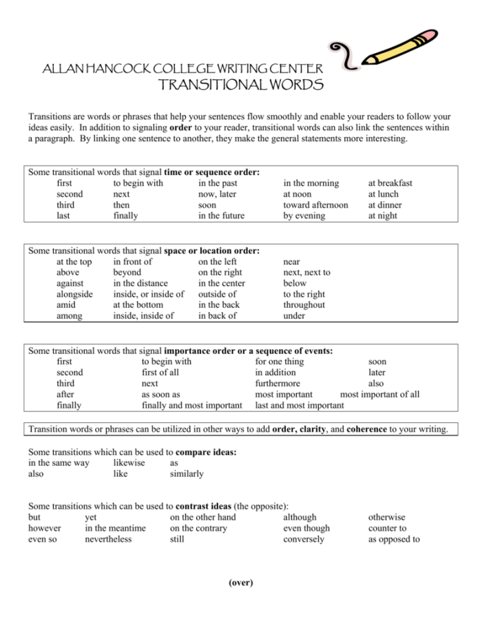 Worksheet featuring transition words for a narrative based on the ugly duckling story