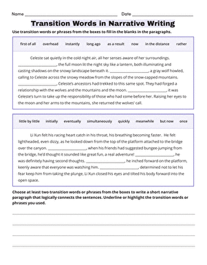 Worksheet featuring transition words for the ugly duckling story aimed at second graders