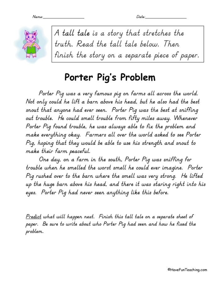 Third grade students practicing paragraph breaks with a narrative writing worksheet