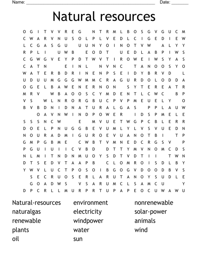 Engaging Natural Resources vocabulary puzzle for second graders with addition theme, worksheet 4 Second Grade Natural Resources Word Search worksheet with vocabulary clues and addition exercises
