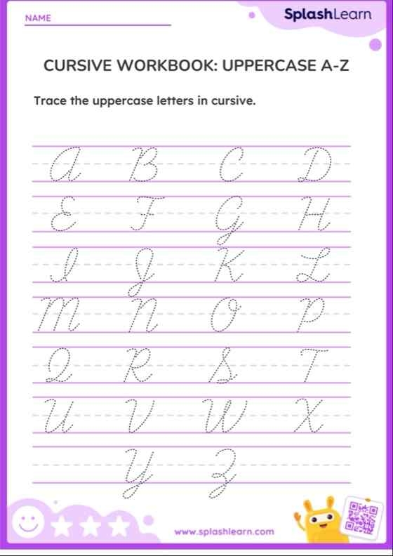 Third grade cursive M worksheet for practicing neat handwriting