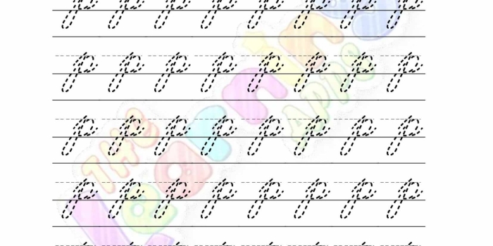 Third Grade Life Science cursive P worksheet with practice exercises for neat handwriting