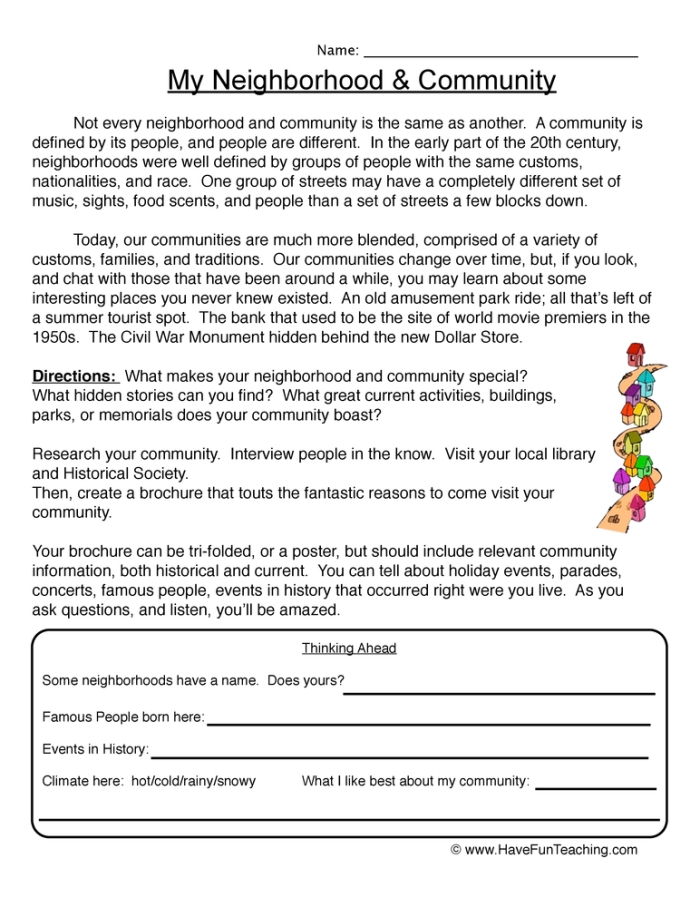 Interactive phonics worksheet to enhance noun recognition in kids Neighborhood Nouns worksheet for second graders focusing on phonics and common nouns