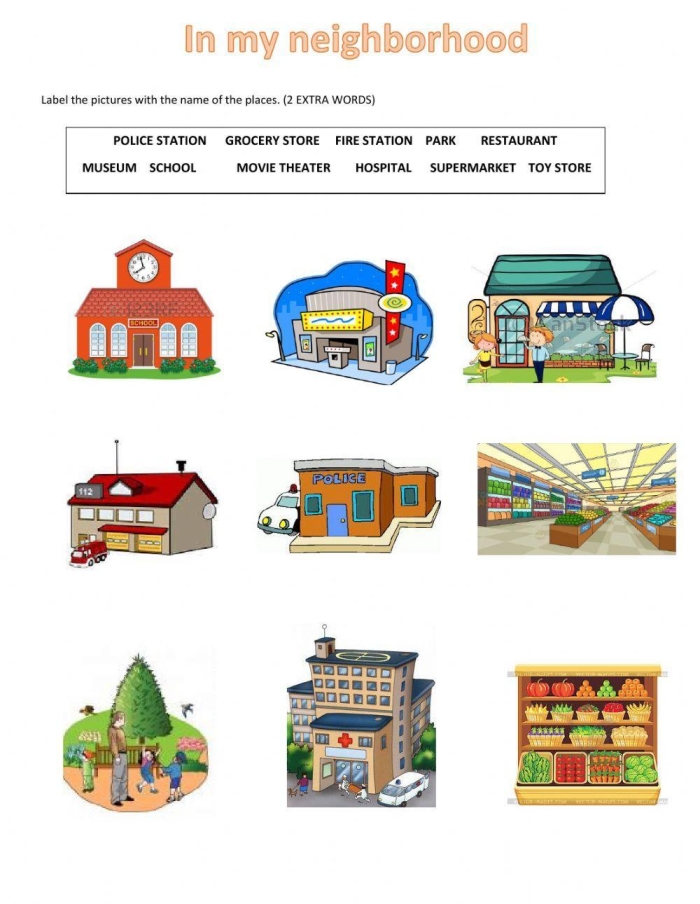 Engaging phonics activity for kids focusing on parts of speech Neighborhood Nouns worksheet designed for second graders to practice common nouns