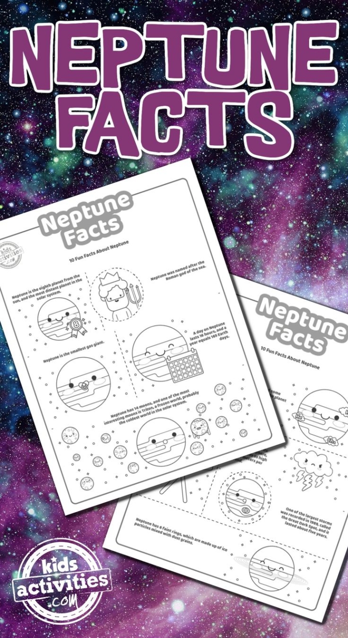 Third grader completing a Neptune facts worksheet with fun handwriting exercises