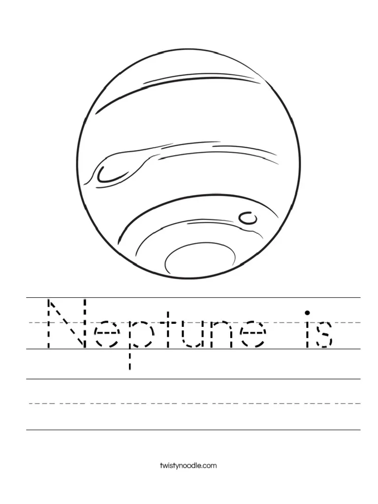 Third grade student completing a Facts About Neptune handwriting worksheet