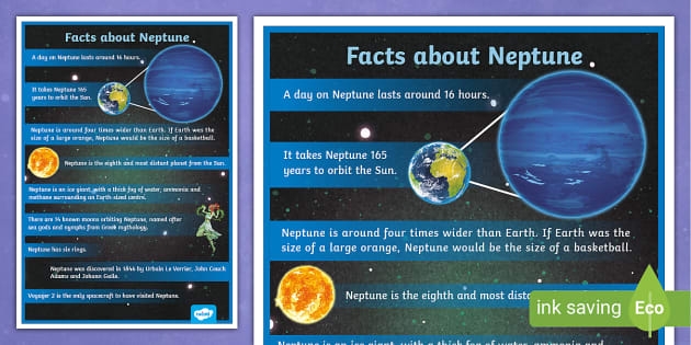 Third Grade handwriting worksheet featuring facts about Neptune in the solar system