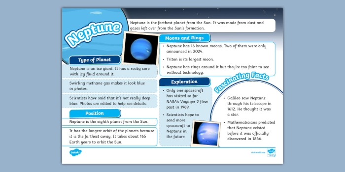 Child completing a third grade worksheet about facts on Neptune in handwriting practice