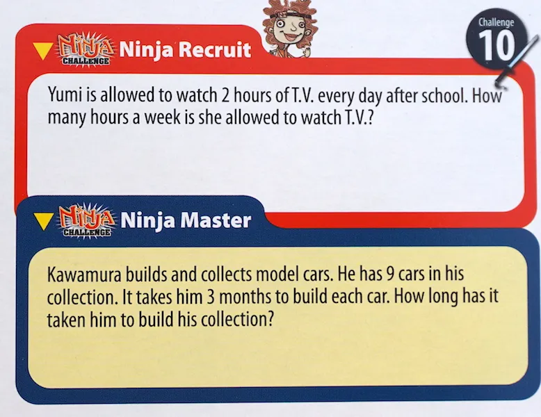 Ninja word problems worksheet for second graders to sharpen math skills, image 10 Second Grade ninja-themed worksheet practicing double-digit addition and subtraction word problems