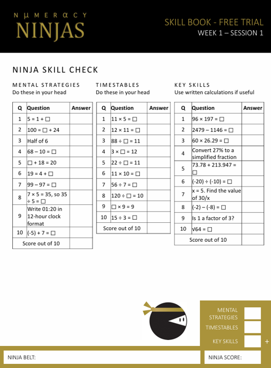 Challenging ninja math problems worksheet for second graders to practice addition and subtraction Second grade ninja-themed worksheet featuring double-digit subtraction and addition word problems