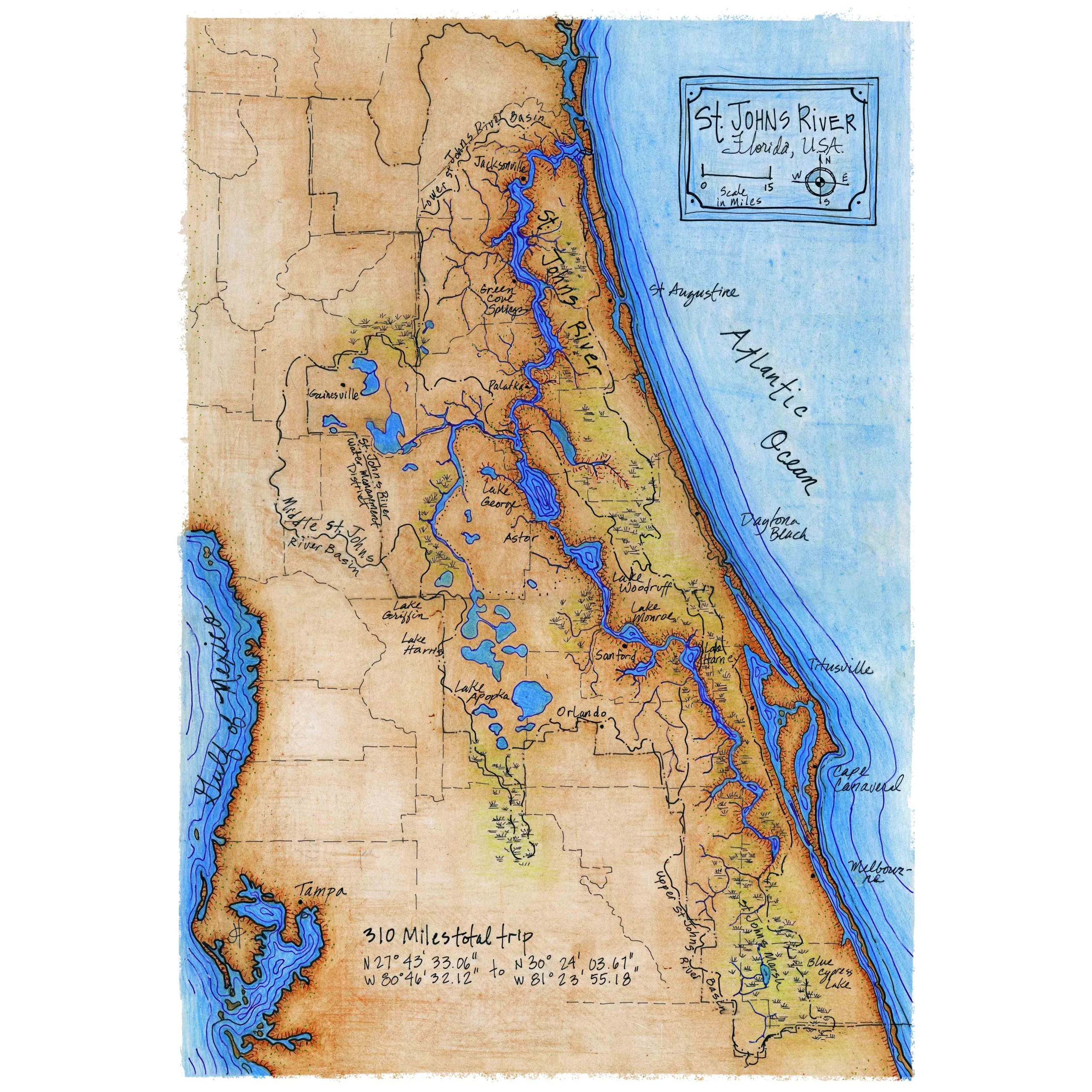 Nonfiction comprehension worksheet featuring the St. Johns River, Florida, for fourth graders