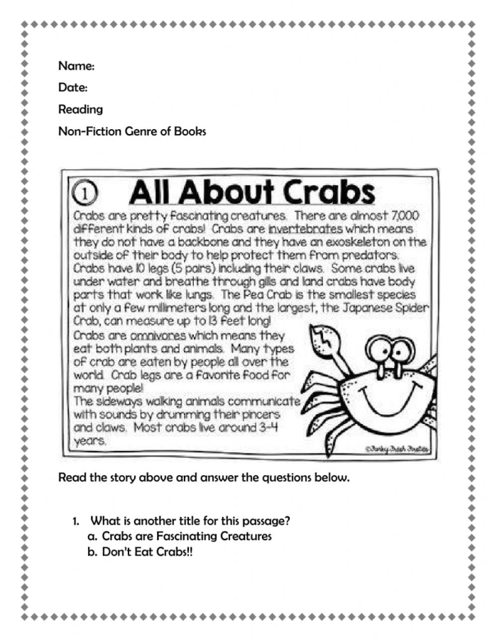 Nonfiction comprehension worksheet focusing on the St. Johns River in Florida for fourth graders
