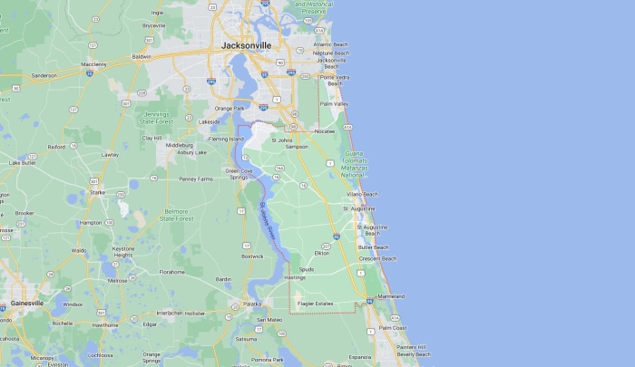 ALT text for a reading comprehension worksheet about the St. Johns River in Florida for fourth graders