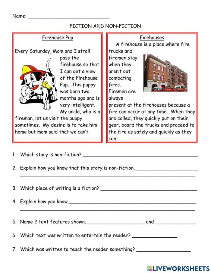 Nonfiction Feature Match worksheet for second graders featuring a tree-themed activity to identify text features